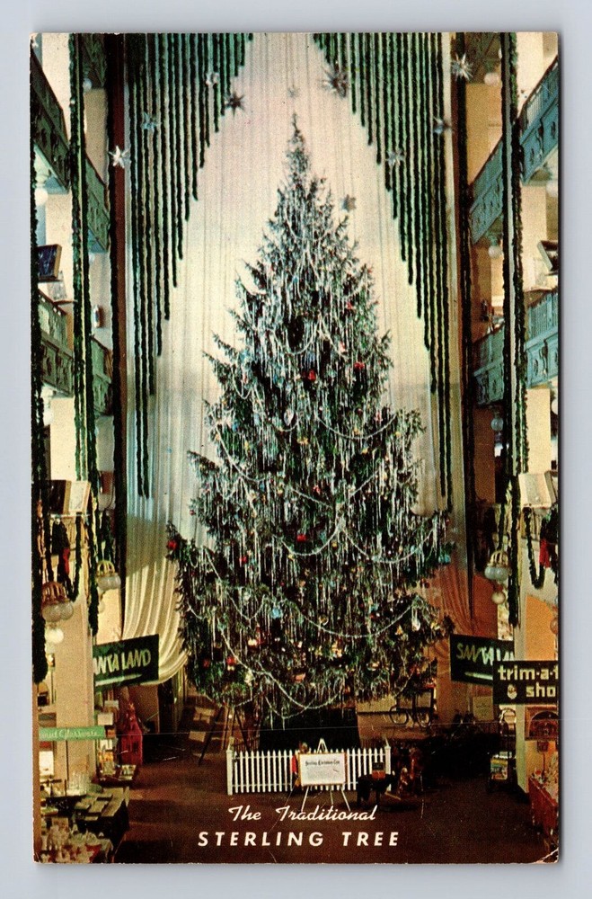 Cleveland OH- Ohio, Famous Sterling Lindner Christmas Tree, Vintage Postcard
