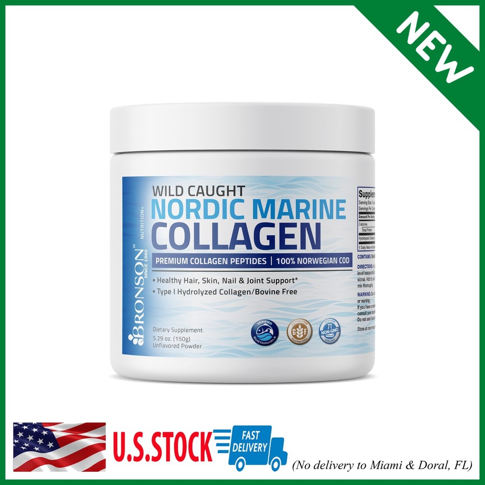 Marine Collagen Peptides Hydrolyzed Protein Powder 100% Wild Caught Nordic Cod V