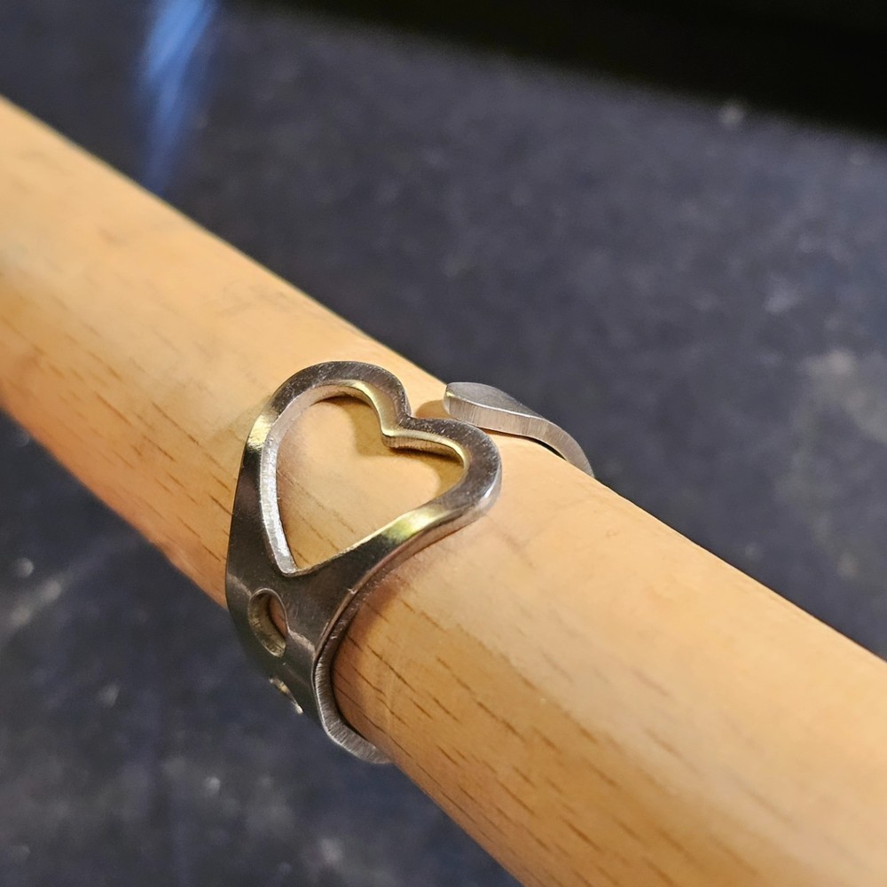 Silver Heart Cutout Spoon Ring