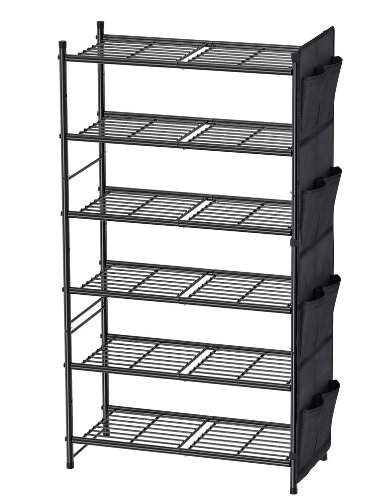 6 Tier Metal Shoe Rack Organizer - 27 Inch Wide Holds 20-24 Pairs for Closet or Entryway Storage