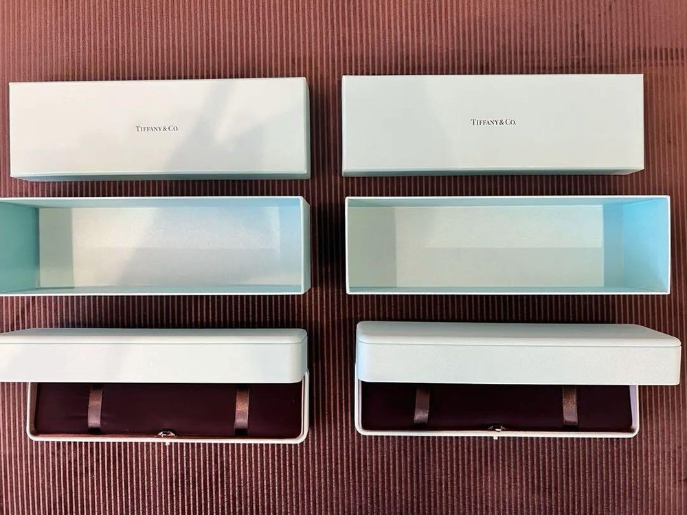 Tiffany Blue Empty Jewelry Box Set of 2 Necklace Storage Cases