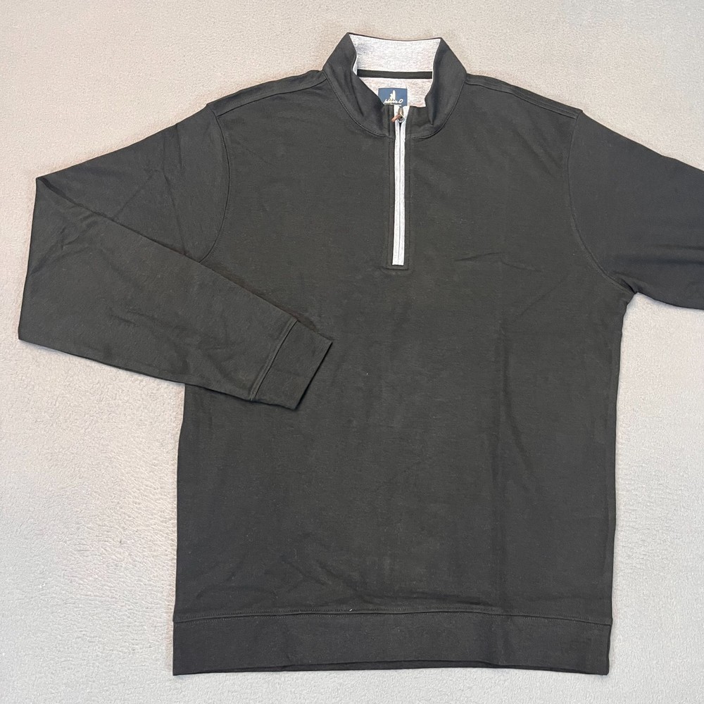 Johnnie-O Mens Size Med Sully Quarter Zip Pullover Wrinkle Resistant Black Modal