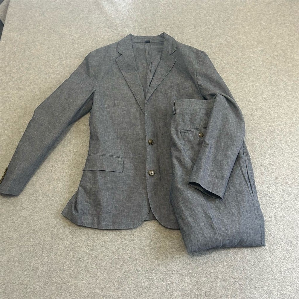 J.Crew Suit Mens 36S 31x30 Blue Ludlow Slim Fit Cotton Linen Blend