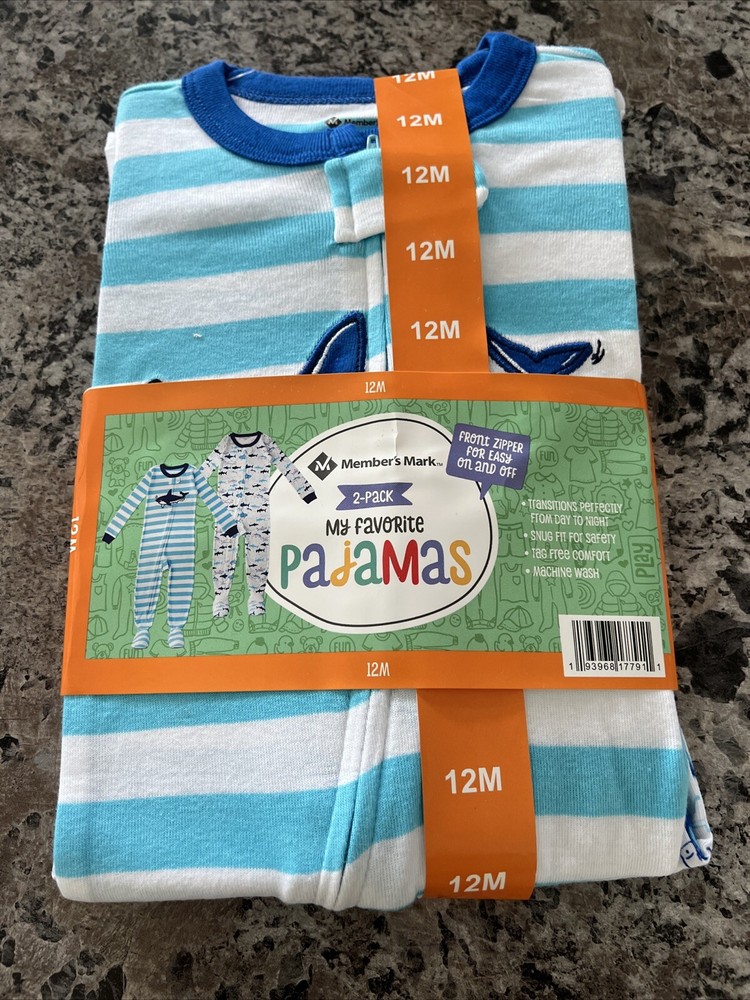 Members Mark Soft 2-Pack Baby Pajamas Size 12M-image