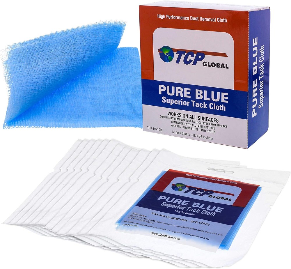 TCP Global - Pure Blue Superior Tack Cloths - Tack Rags (Box of 12) - Automotive