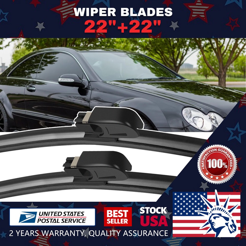 1 Pair 22''+22'' Premium Bracketless Windshield Wiper Blades All Season Premium