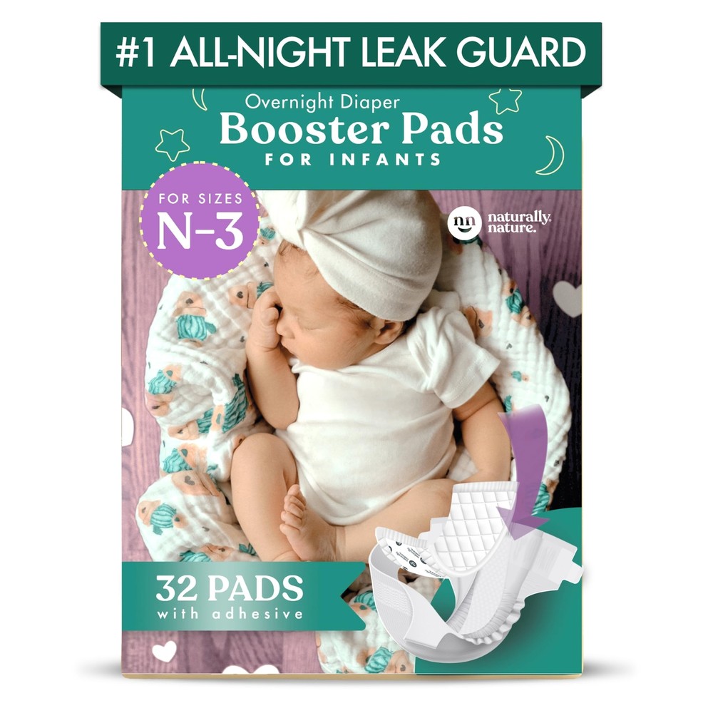 Diaper Booster Pads Stop Nighttime Leaks, Adhesive Diaper Liners for Baby Ove...