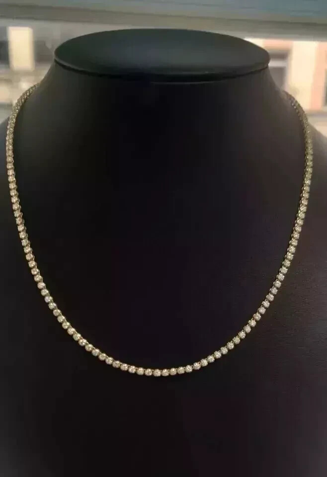 5.50CT Round Lab Diamond Women’s Tennis Necklace in 14K White Gold Plated