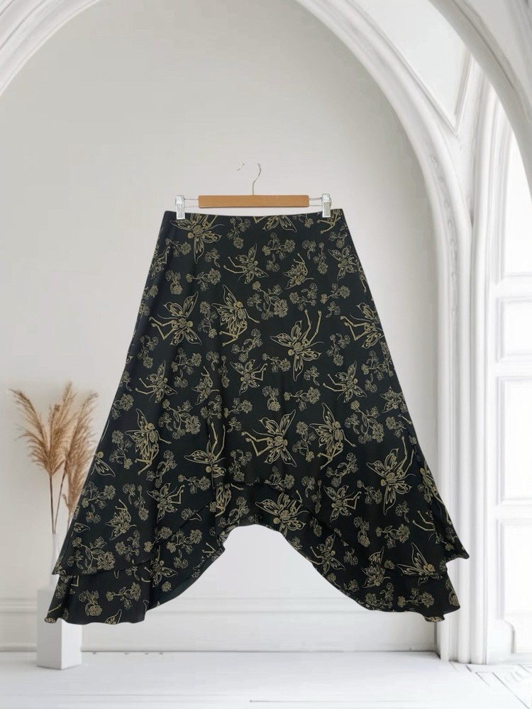 Thorn & Fable Skeleton Fairy Tiered Midi Skirt Size Medium Witchy Whimsygoth