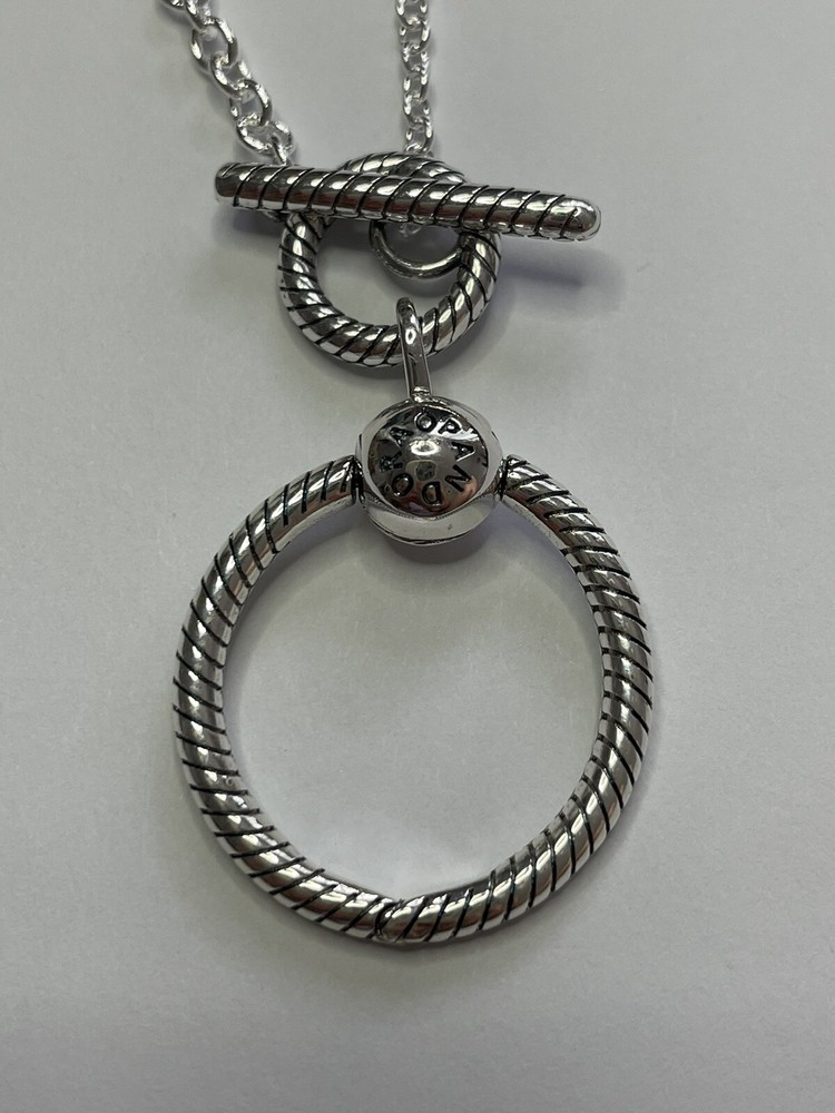 PANDORA 925 Ale Moments O Pendant T Bar Necklace 20.7 Inch 391157C00