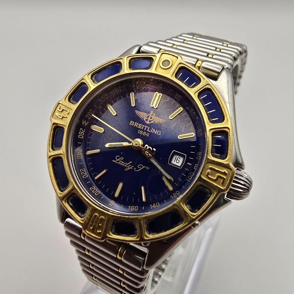Swiss Breitling Lady J D52065 Yellow Gold Steel Quartz Ladies Watch with Date