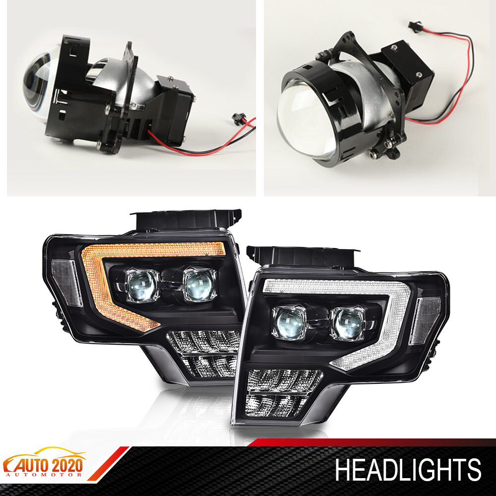 Low Beam LED Projector Headlights DRL Lamps LH & RH Fit For 2009-2014 Ford F-150