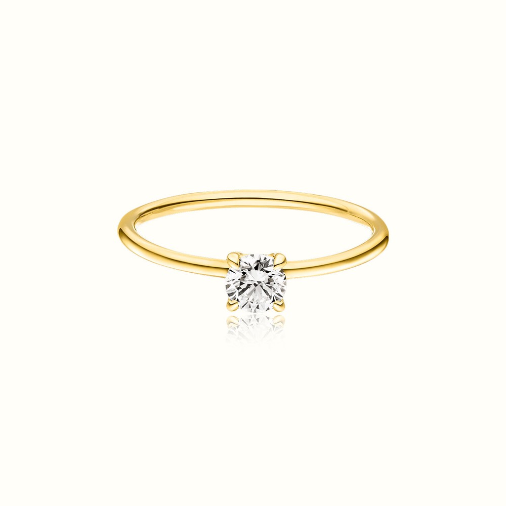 14k Yellow Gold Moissanite Solitaire Engagement Ring