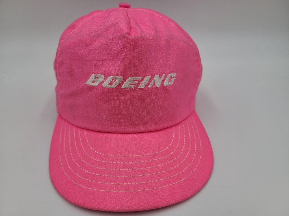 Vintage Boeing Company Snapback Hat Cap Airplane Aviation Men Women Pink White