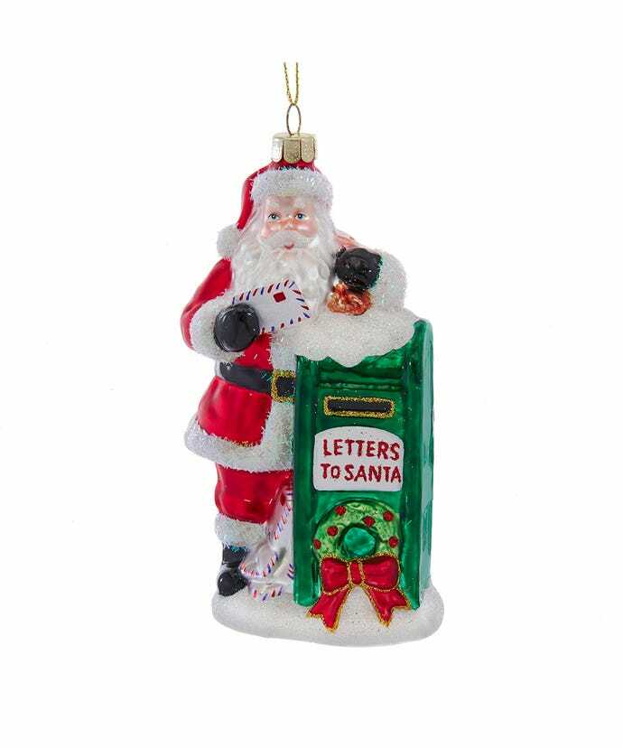 Santa Claus At Mailbox Glass Ornament Noble Gems Christmas Letters To Santa