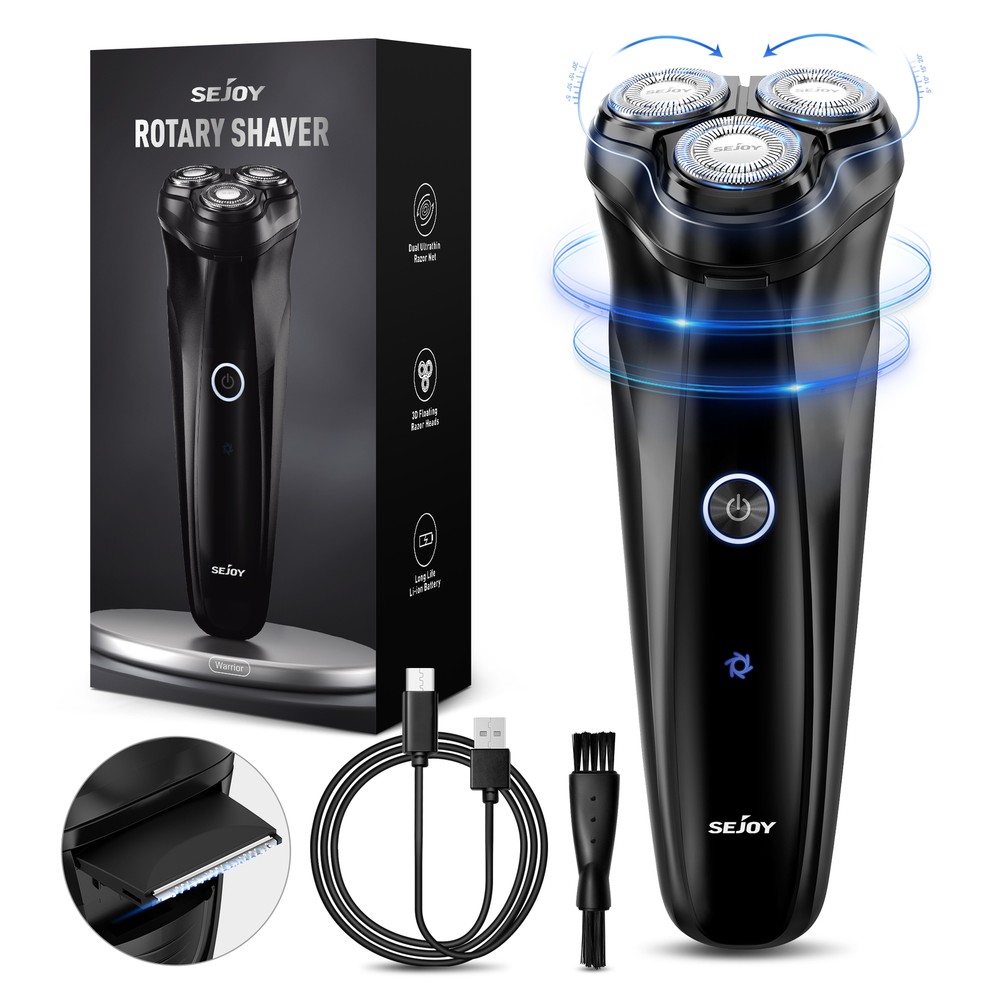 SEJOY Rechargeable Men's Electric Beard Shaver with Pop-Up Trimmer