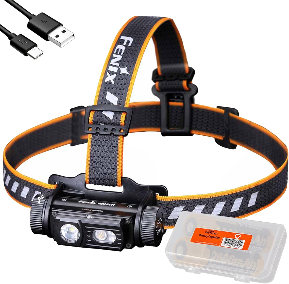 Dual Battery Bundle HM60R Headlamp, 1300 Lumen Rechargeable Headlamp with Two AR