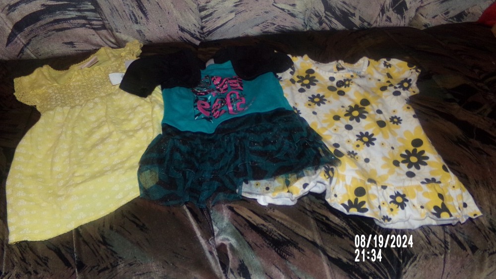 3 Baby Girl Dresses Fashion Smocked Solid Floral Print Ruffle Dressy