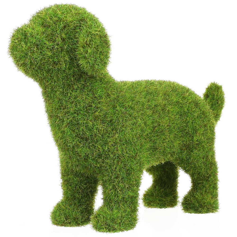 Moss Covered Dog Topiary Dogs Flocked Puppy Ornament Mother Man
