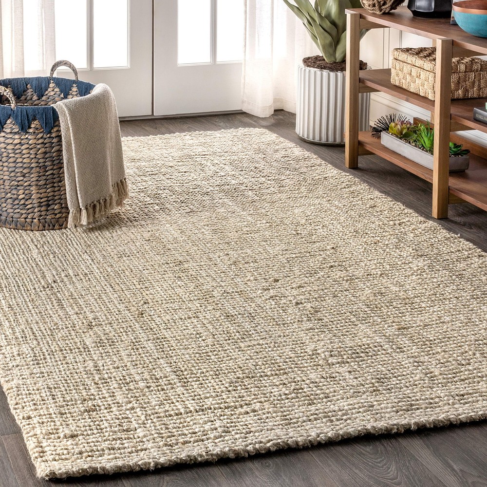 Jonathan Y Hand Woven Chunky Jute Rug Light Ivory 4x6 ft Natural Fiber Area Rug