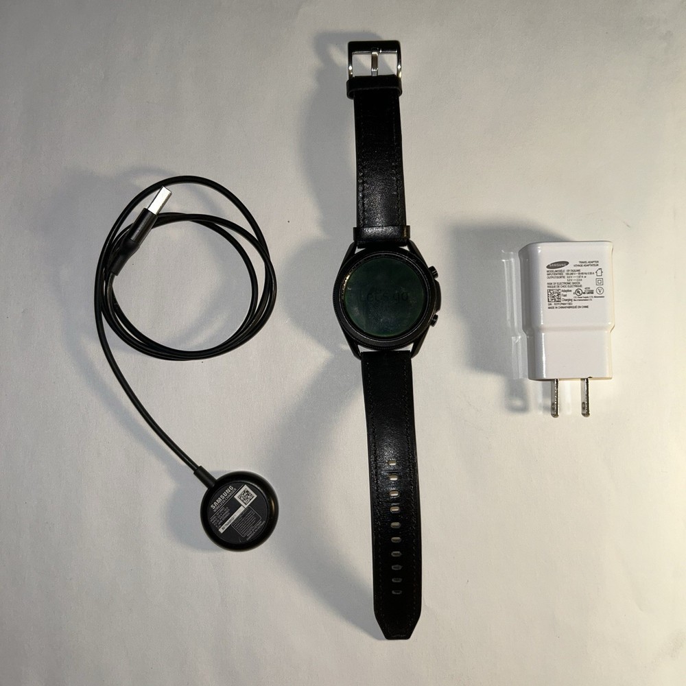 Samsung Galaxy Watch3 45mm Black Stainless Steel with Leather Band