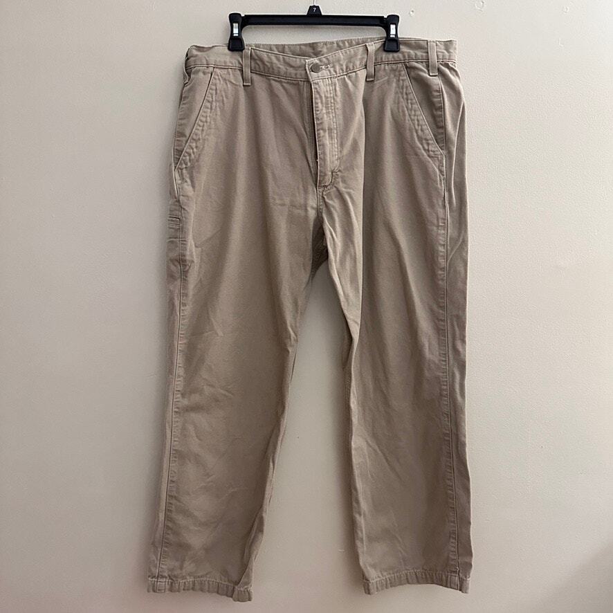 Carhartt Mens Relaxed Fit Twill 5 Pocket Work Pants 40x 30 Light Khaki Casual