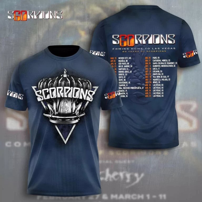 Scorpions Band 3D shirt 2025 World Tour Coming Home To Las Vegas