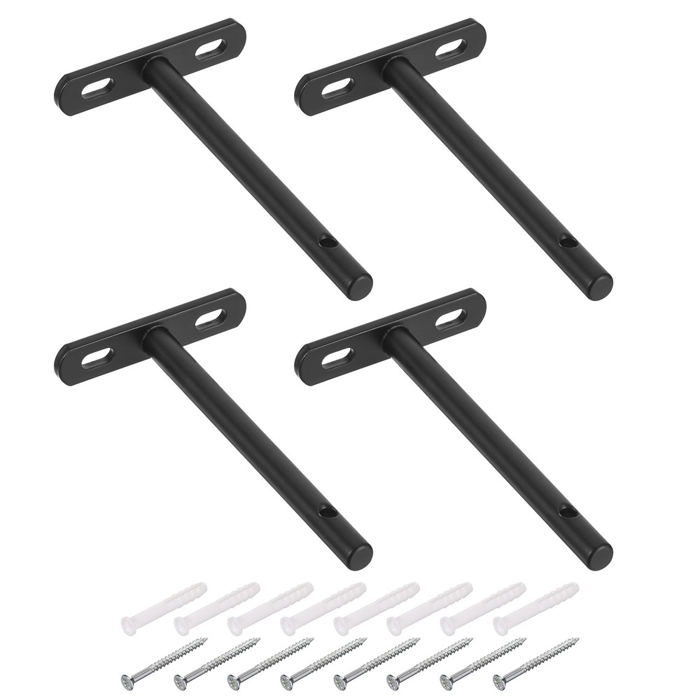 4Pcs 5-Inch Black Floating Shelf Brackets for Wall-Mounted Blind Shelf Support