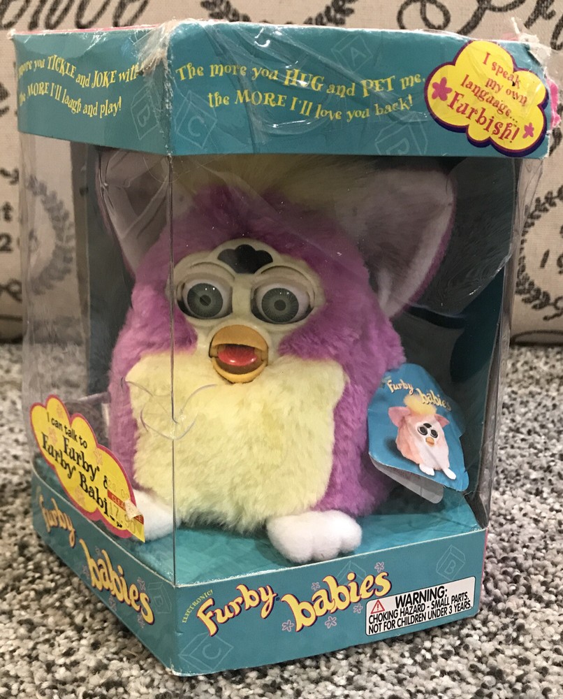 Furby Babies Purple & YellowVintage Furby Toy 1999  Electronics damaged box