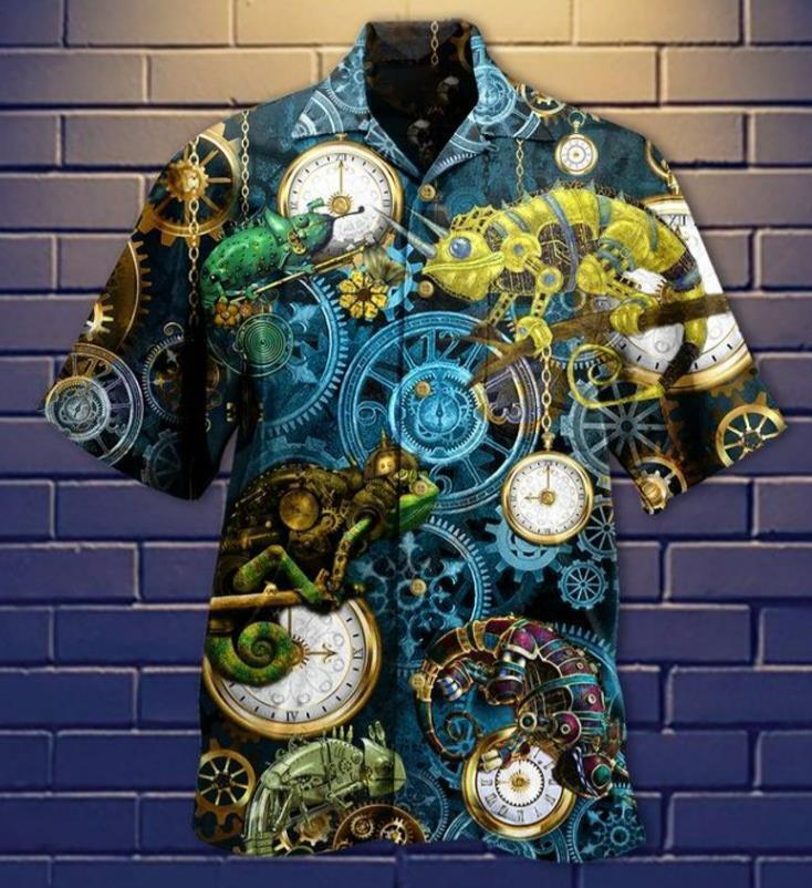 Steampunk Lizards Hawaiian Shirt Tropical 3D Design Hot Dad Gift for Beach or Summer Fun New Arrival Top Choice