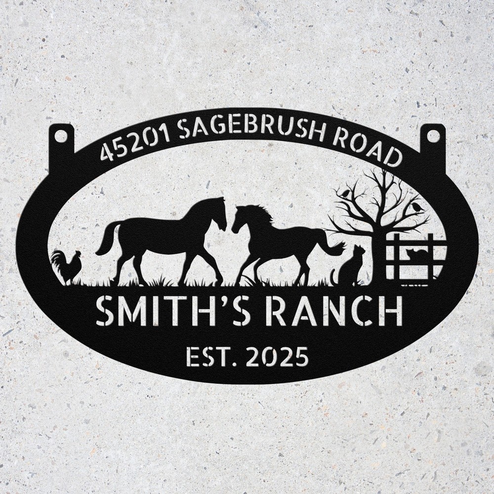 Personalized Farmhouse Metal Sign Custom Ranch Name Barn Farm Gate Outdoor Decor