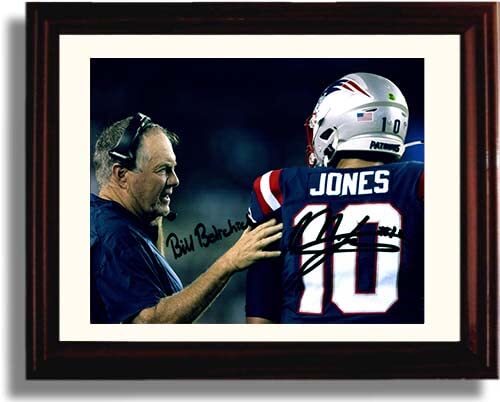 Mac Jones and Bill Belichick Autograph Replica Print - Master and the Student -