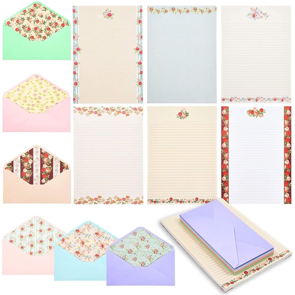 60 Sheets Vintage Floral Stationary with 30 Envelopes, Letter Writing Paper f...