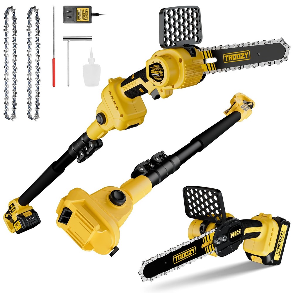 2-in-1 Cordless Pole Saw & Chainsaw 21V 3Ah 6-Inch Lightweight 7.7lb