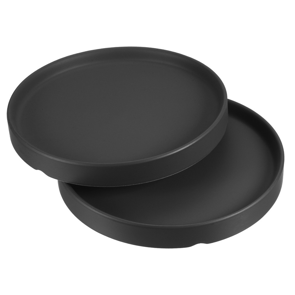 Plant Pot Saucer 6 Inch, 2 Pack Ceramic Round Flower Tray for Indoor, Black
