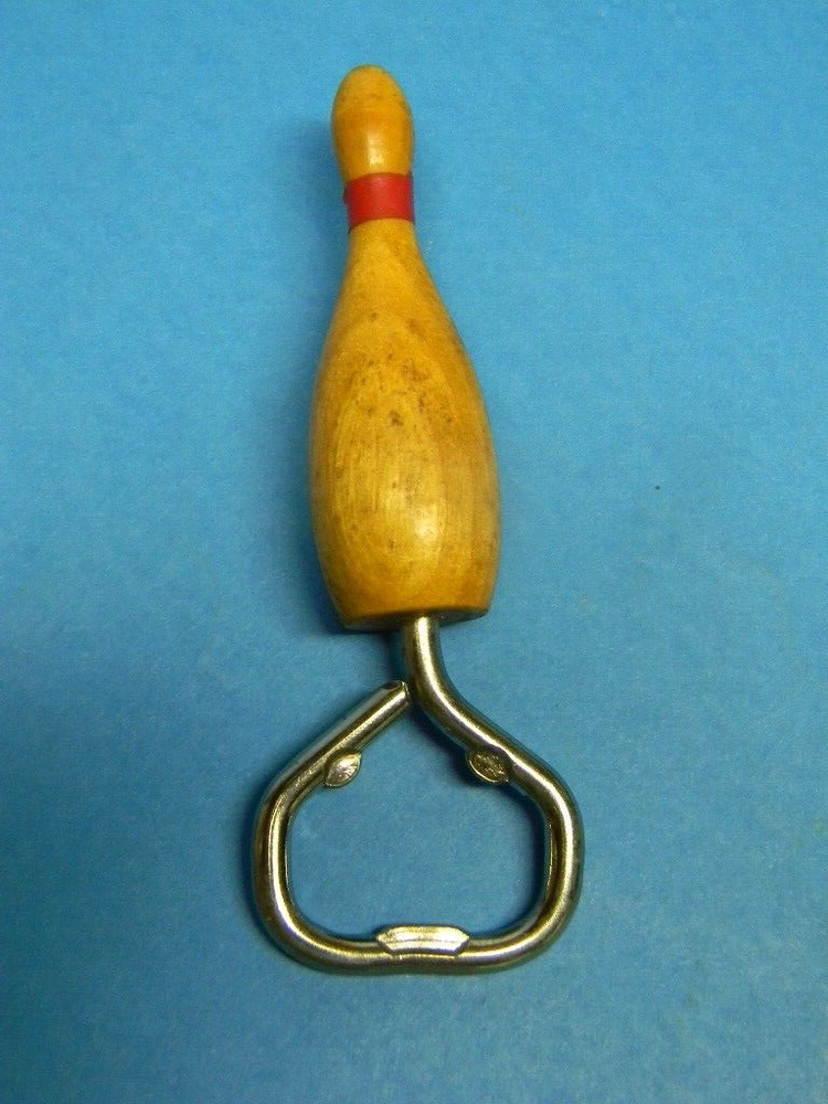 Vintage Antique Wooden Bowling Pin Beer Bottle Opener - Rare Collectible in Excellent Condition!