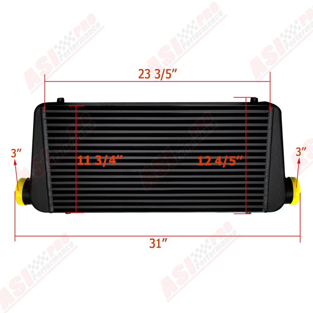 Aluminum Universal Turbo Intercooler 3'' Inlet /Outlet 5-50PSI 1000HP 24