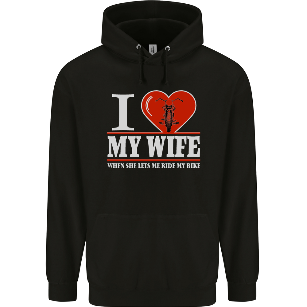 I Heart My Wife Motorbike Biker Motorcycle Mens 80% Cotton Hoodie