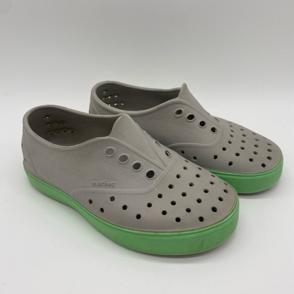 Native Kid's size C13 Gray Green Outdoor Athletic Slip-On Shoes Active Play