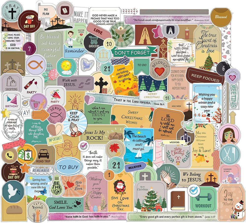 - Christian Journaling Stickers, 31 Sheets, 1034 Pcs, Christian Stickers for Pla