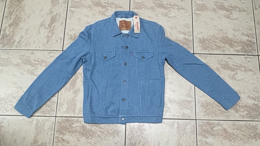 Levi’s  French Terry  Blue Slim Button Snap Jacket Trucker Stretch NEW Sz M