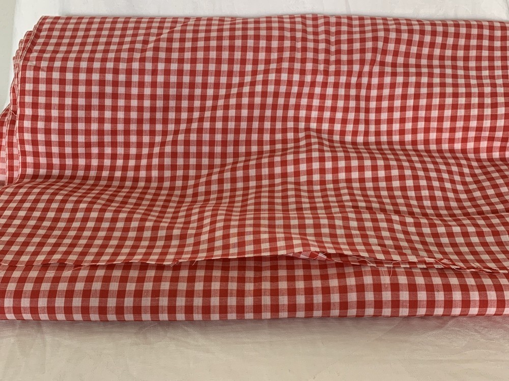 10 Yds. Vintage Red and White Check, Gingham 100% Cotton 45
