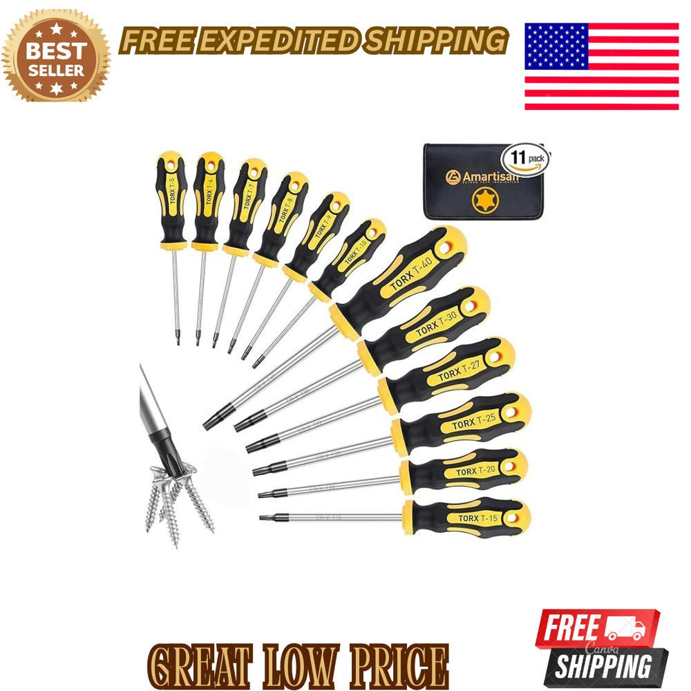 12-Piece Magnetic Torx Screwdriver Set with Star Tips