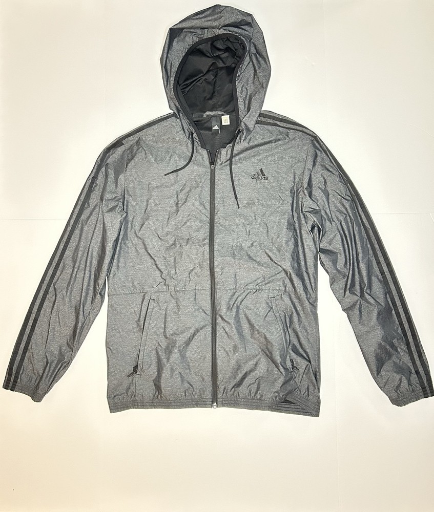 Adidas Mens Reflective Gray Windbreaker Jacket Size Large  