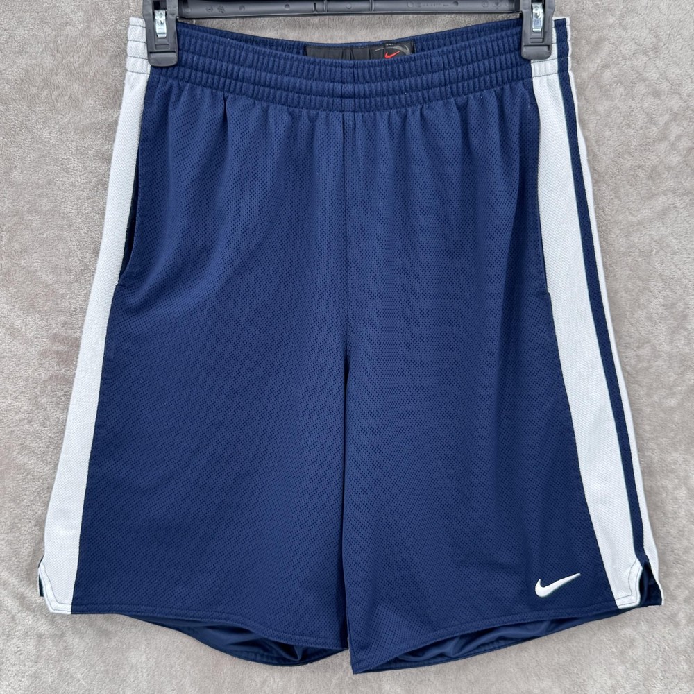 Nike Basketball Shorts Mens Large Blue White Mesh Athletic Gym Training Relaxed