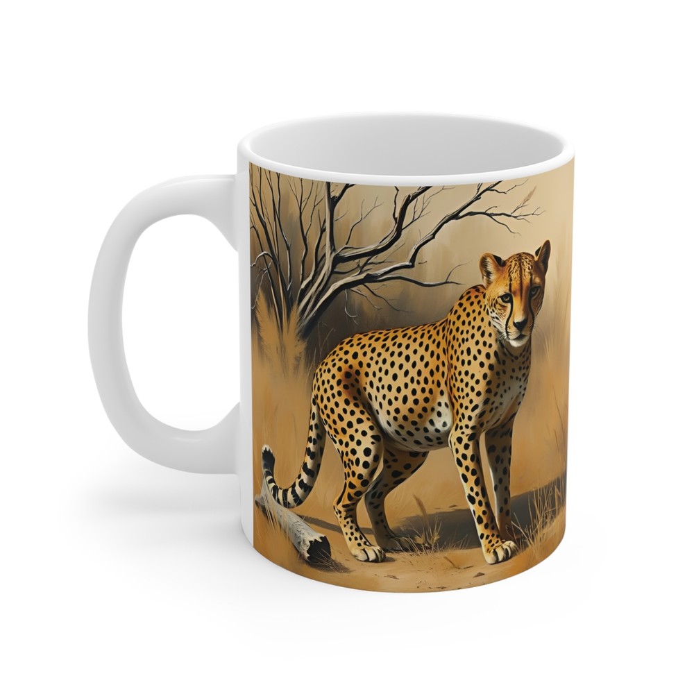 Cheetah Coffee Mug NEW African Savannah Oil Painting Mug. Wildlife Coffee Cup.