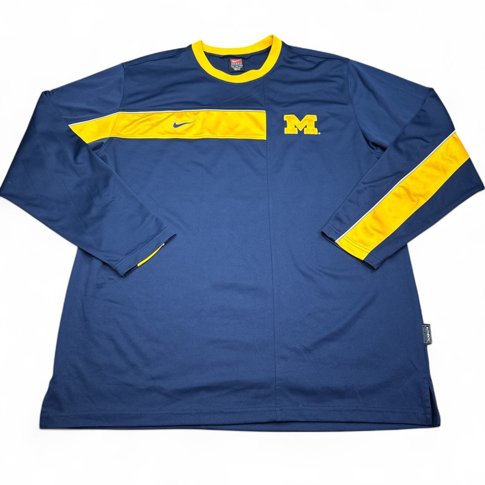 Vintage Nike Elite x Michigan Wolverines Shirt Mens Size XL Blue Yellow Swoosh