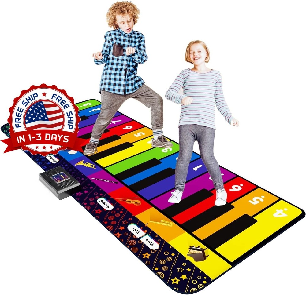 Tapete de piano gigante, 24 teclas, 10 canciones integradas para niños y niñas