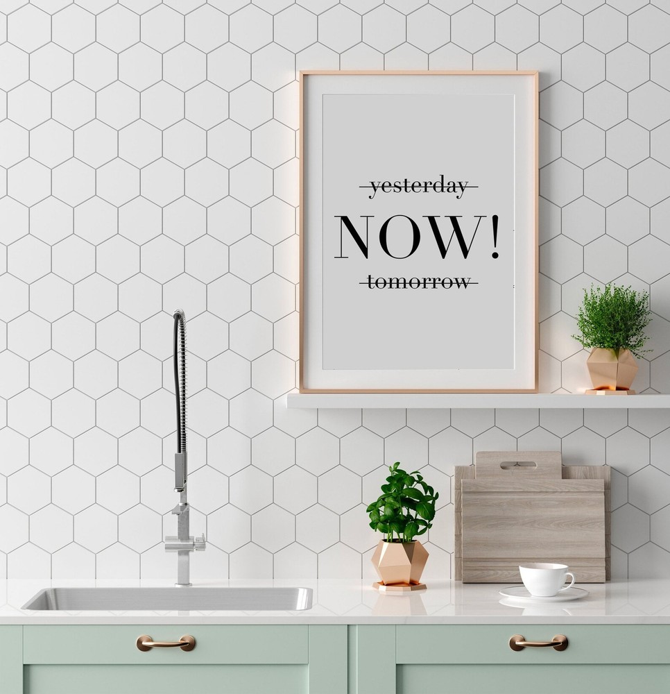 Yesterday Now Tomorrow Sign Black And White Print Minimalist Wall Art Office
