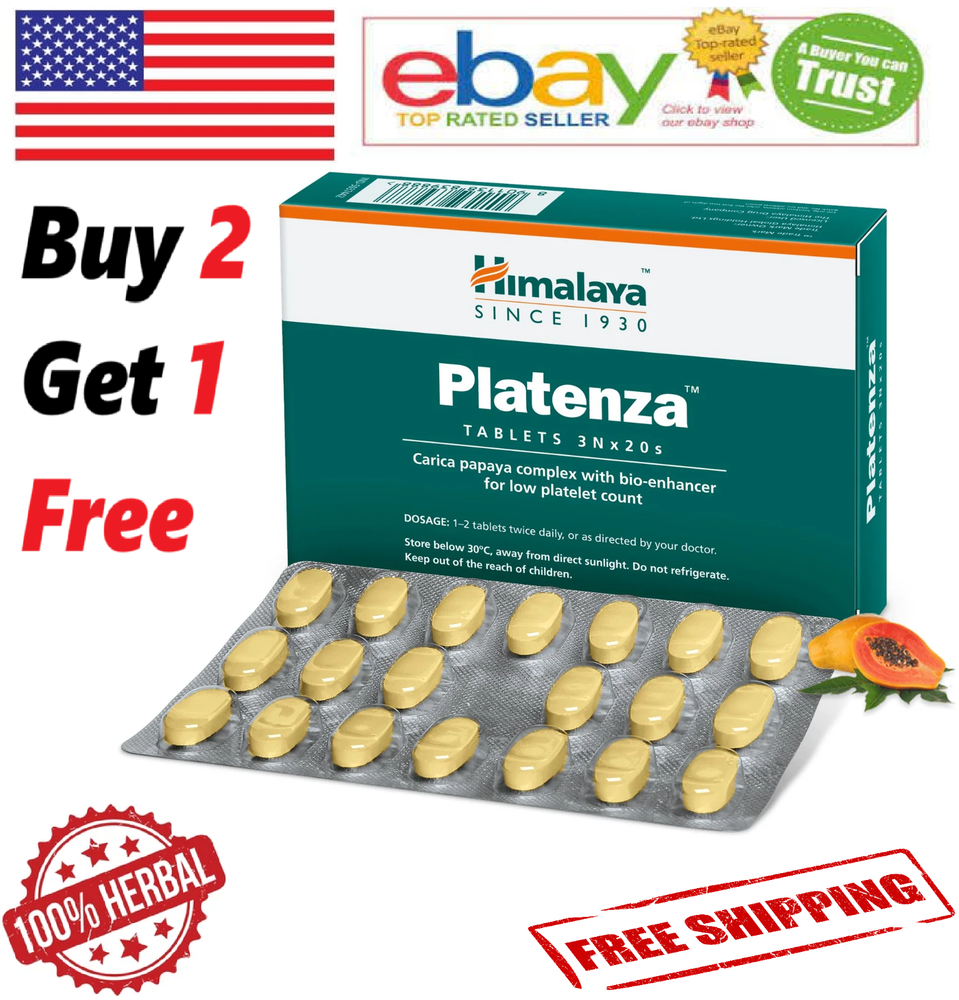 Himalaya Platenza Herbal Supplement for Platelet Support 60 Tabs Free Shipping